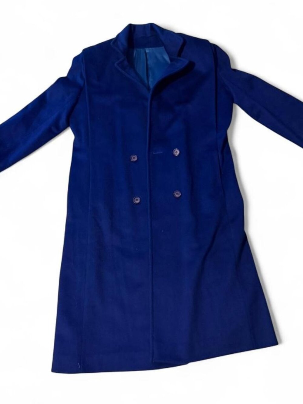 Vintage Rice Coat Company Royal Blue Double Breasted Overcoat - Made in USA